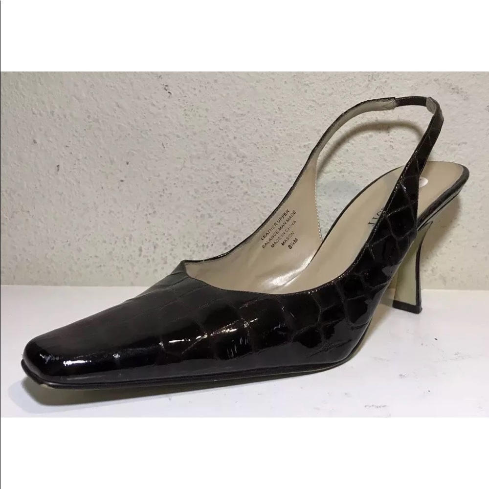 Karen Scott MASON Shoes Sz 8.5M Brown Leather Croc